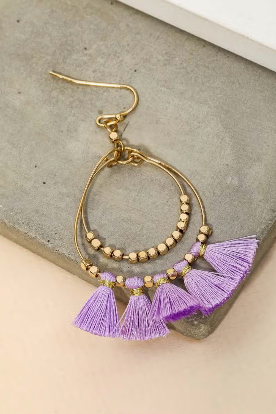 Tell The Story Purple Tassel Earrings