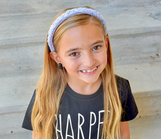 Girl's Purple Braided Pearl Headband