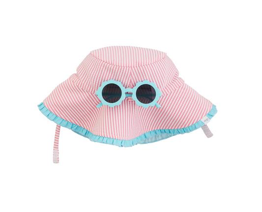 Pink Seersucker Sunhat & Suglasses