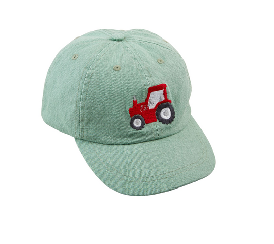 Green Toddler Tractor Embroidered Cap