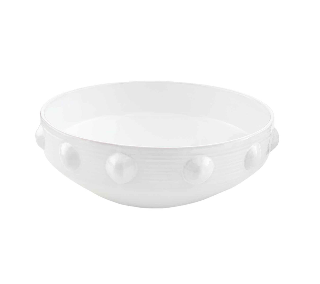 White Beaded Serving Bowl