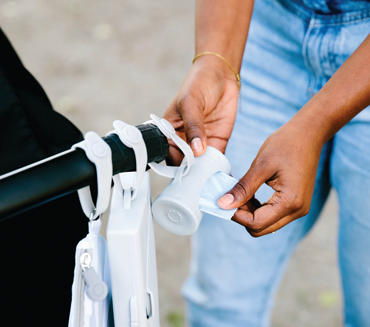 Gray Retractable Bag Dispenser