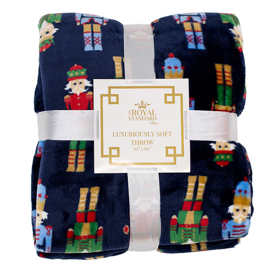 Navy Nutcracker March Throw Blanket