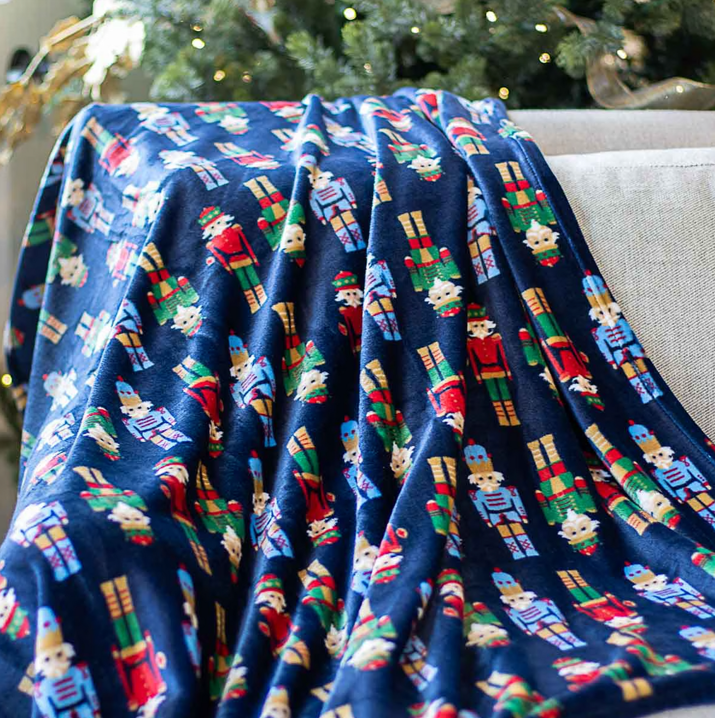 Navy Nutcracker March Throw Blanket