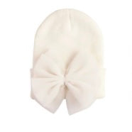 Pink & White Newborn Bow Hat (Multiple Styles Available)