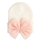 Pink & White Newborn Bow Hat (Multiple Styles Available)
