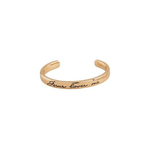 Gold "Jesus Loves Me" Cuff Bracelet
