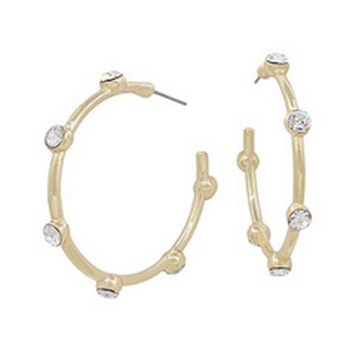 MB - Travis Gold & Clear Stone Hoop Earrings