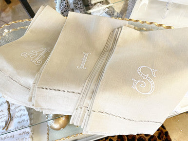 Monogram Initial Linen Tea Towel