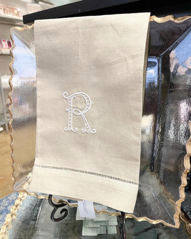 Monogram Initial Linen Tea Towel