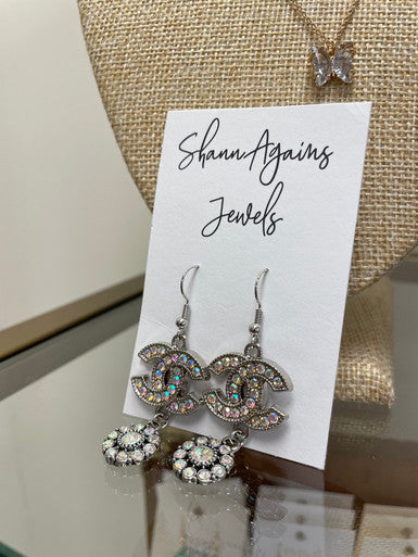 ShannAgains Silver CC Charm Earrings