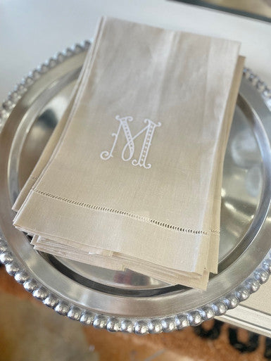 Monogram Initial Linen Tea Towel