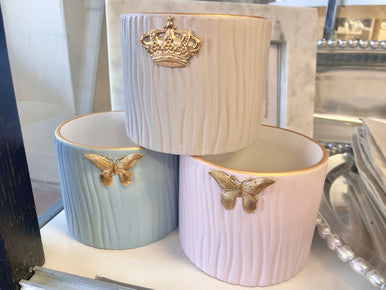 Ceramic Flower Pot With Gold Embellishment