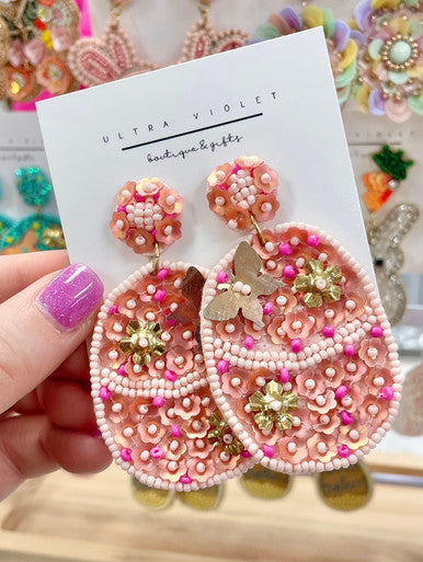 Pink Easter Egg Beaded Earrings