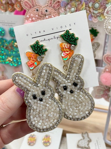 Carrot & Bunny Beaded Earrings