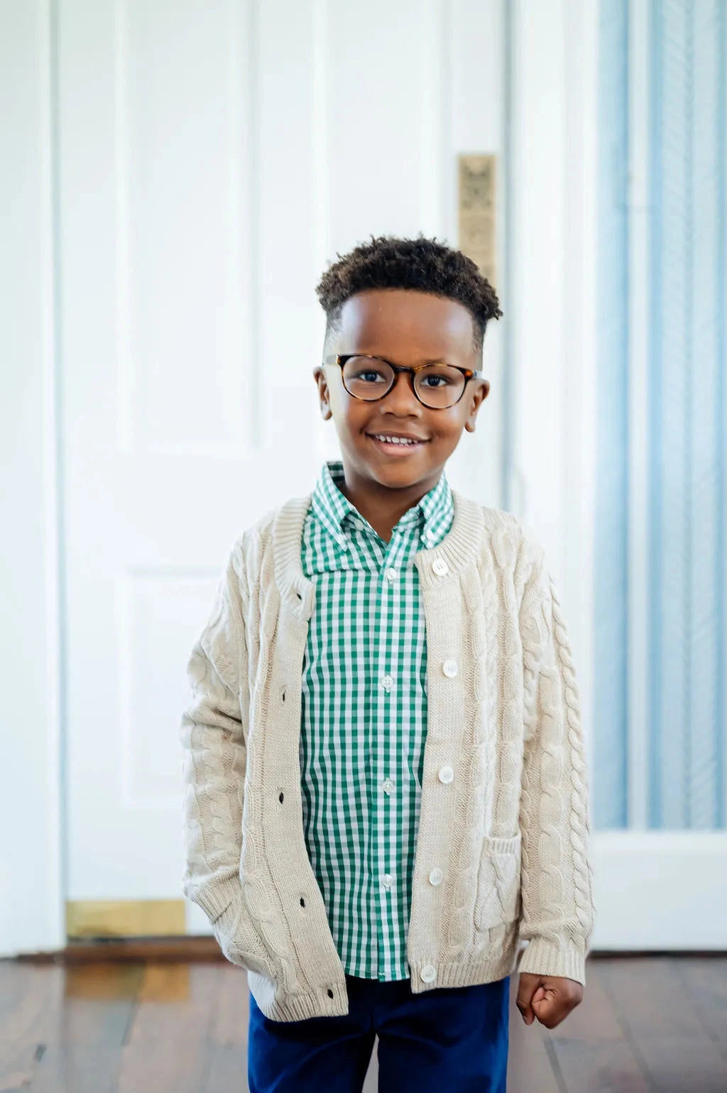 Trey Green Gingham Button Up Shirt