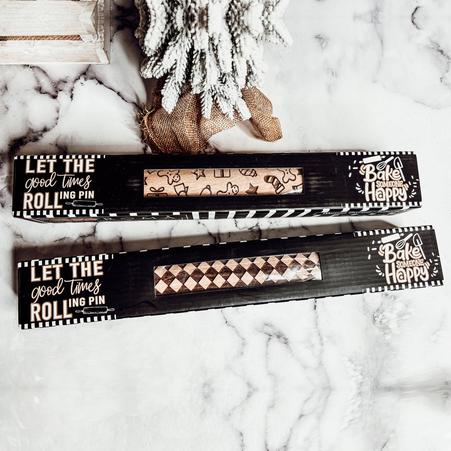 Christmas Trees Pattern Wood Rolling Pin