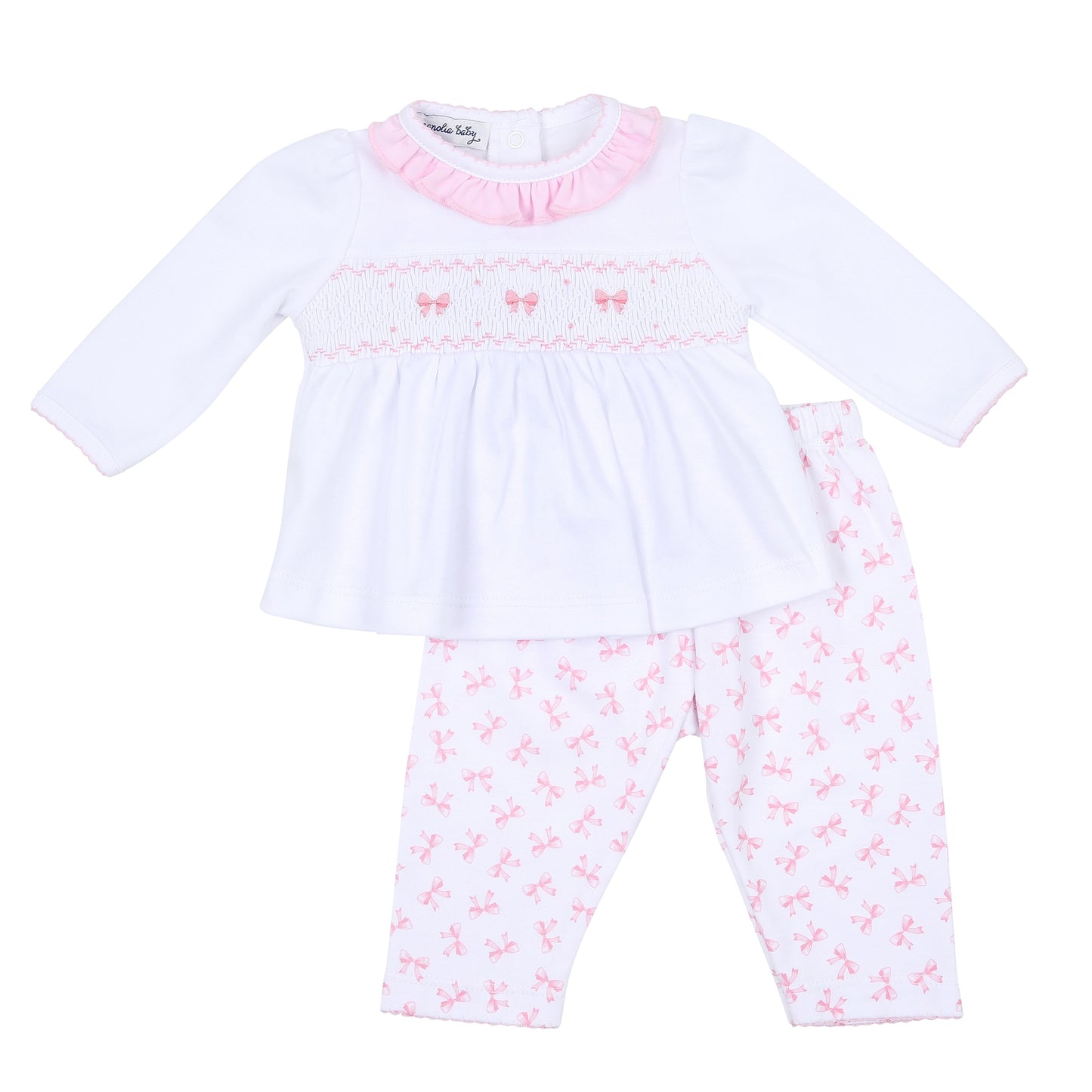 Baby Bows Smocked Ruffle 2 Piece Pant Set