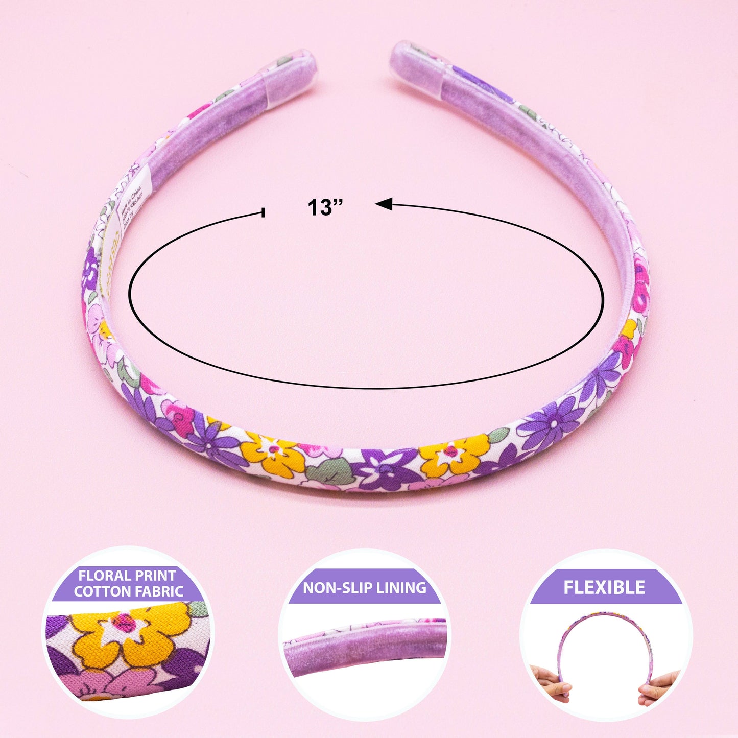 Girl's Purple Thin Floral Headband