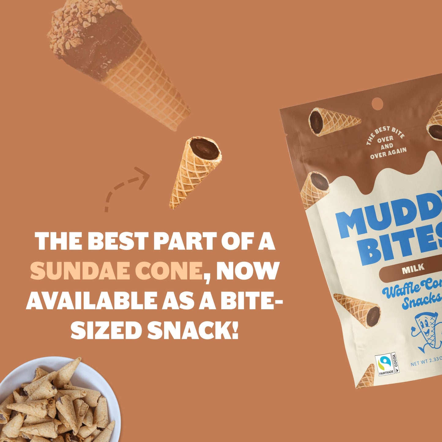 Muddy Bites Milk Chocolate Waffle Cones Snacks