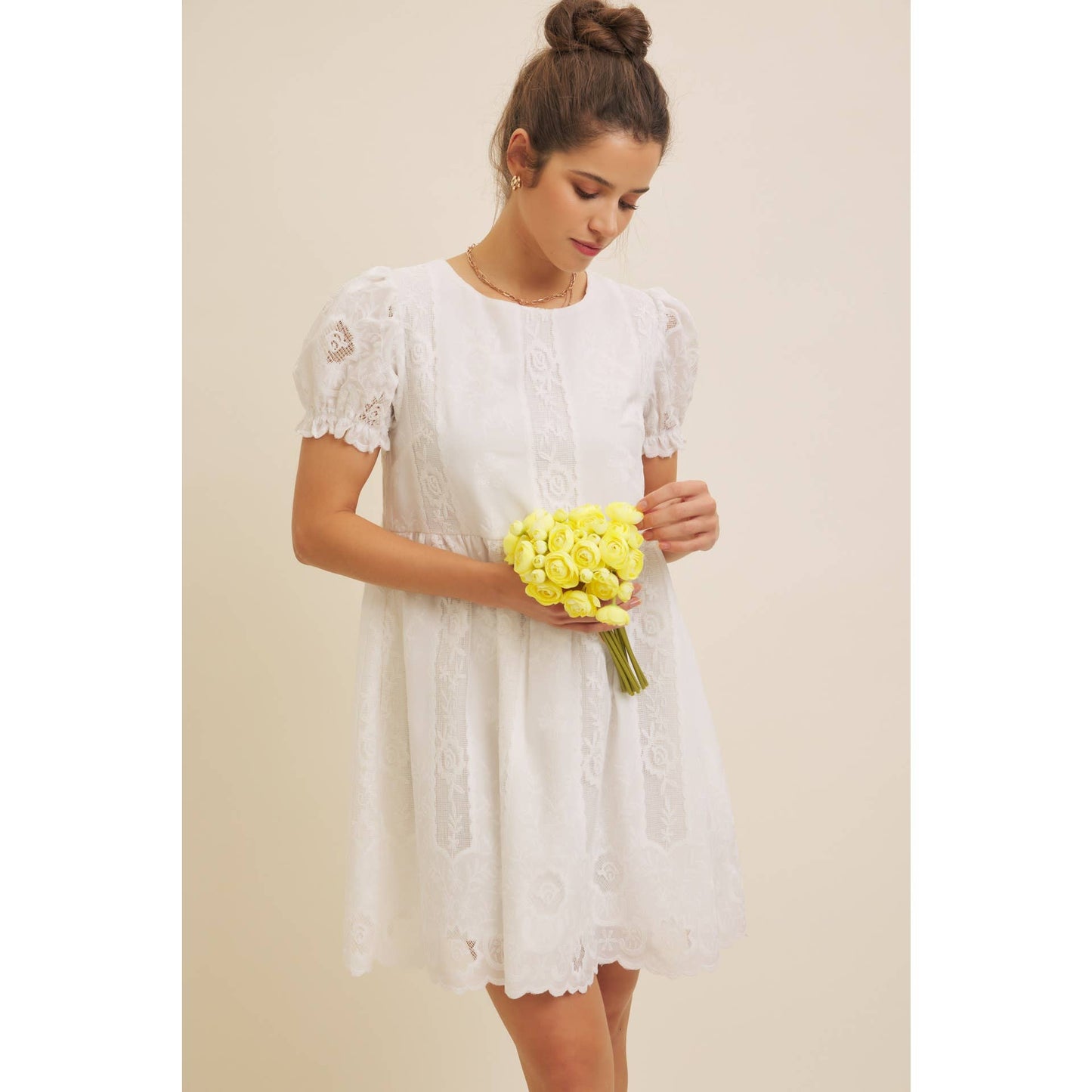 Timeless White Lace Detail Dress