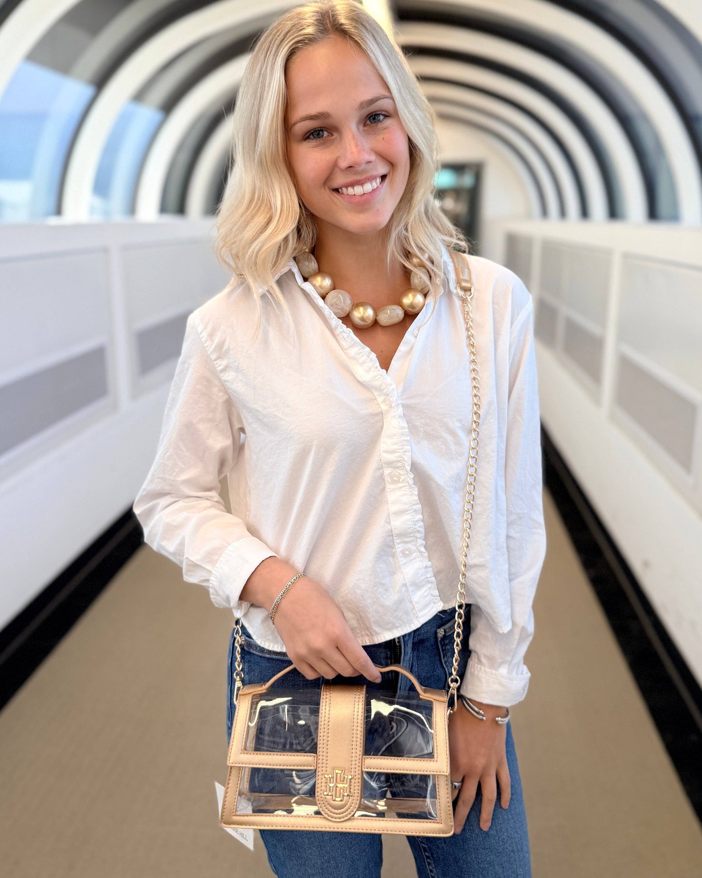 Grace Clear Bag in Gold