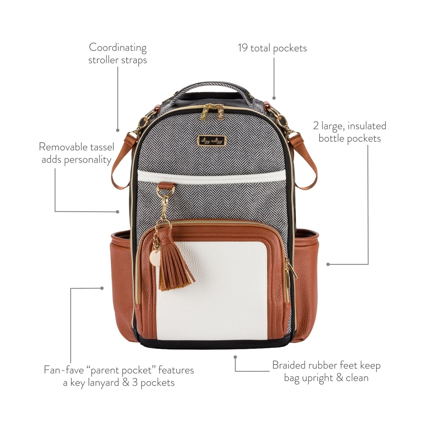 Cognac Boss Plus Diaper Bag Backpack