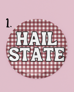 MSU Game Day Button | Hail State Gingham