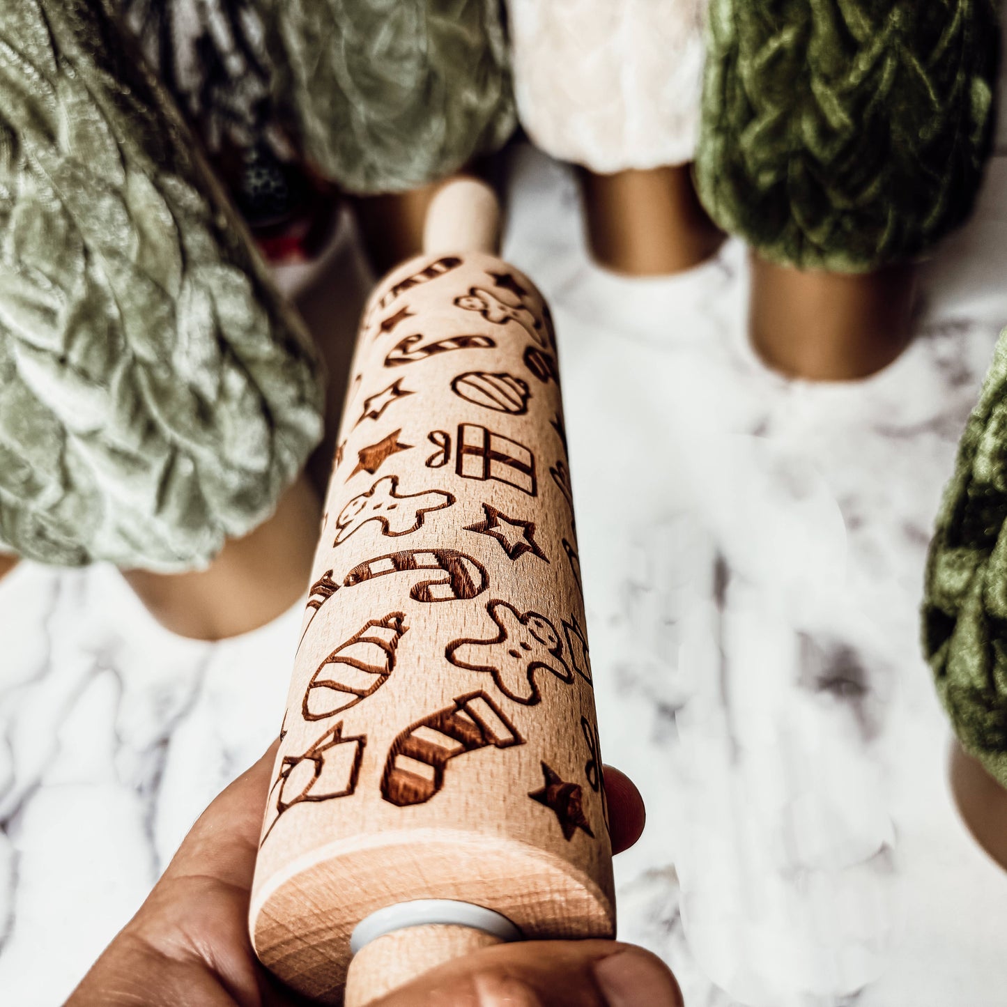 Christmas Trees Pattern Wood Rolling Pin