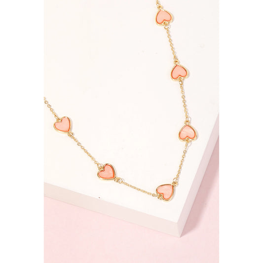 Pink Pearl Hearts Necklace