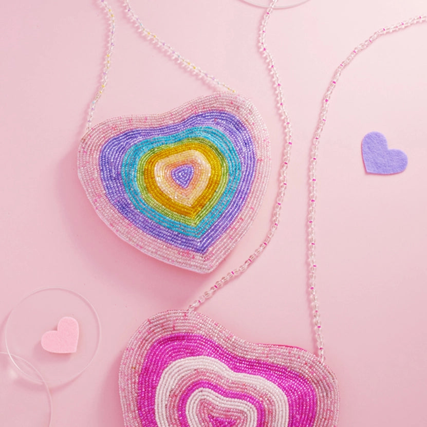 Mini Beaded Rainbow Heart Purse