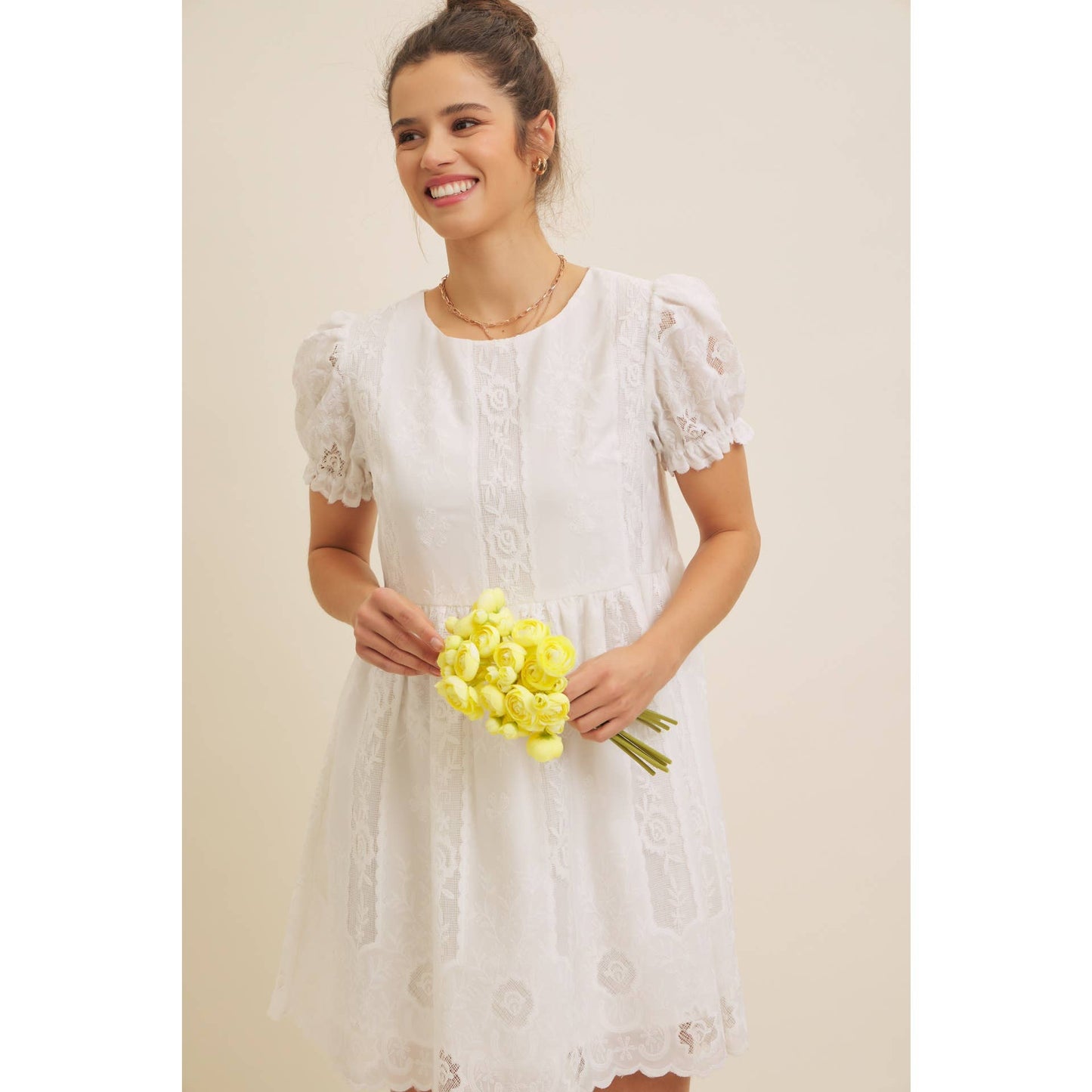 Timeless White Lace Detail Dress
