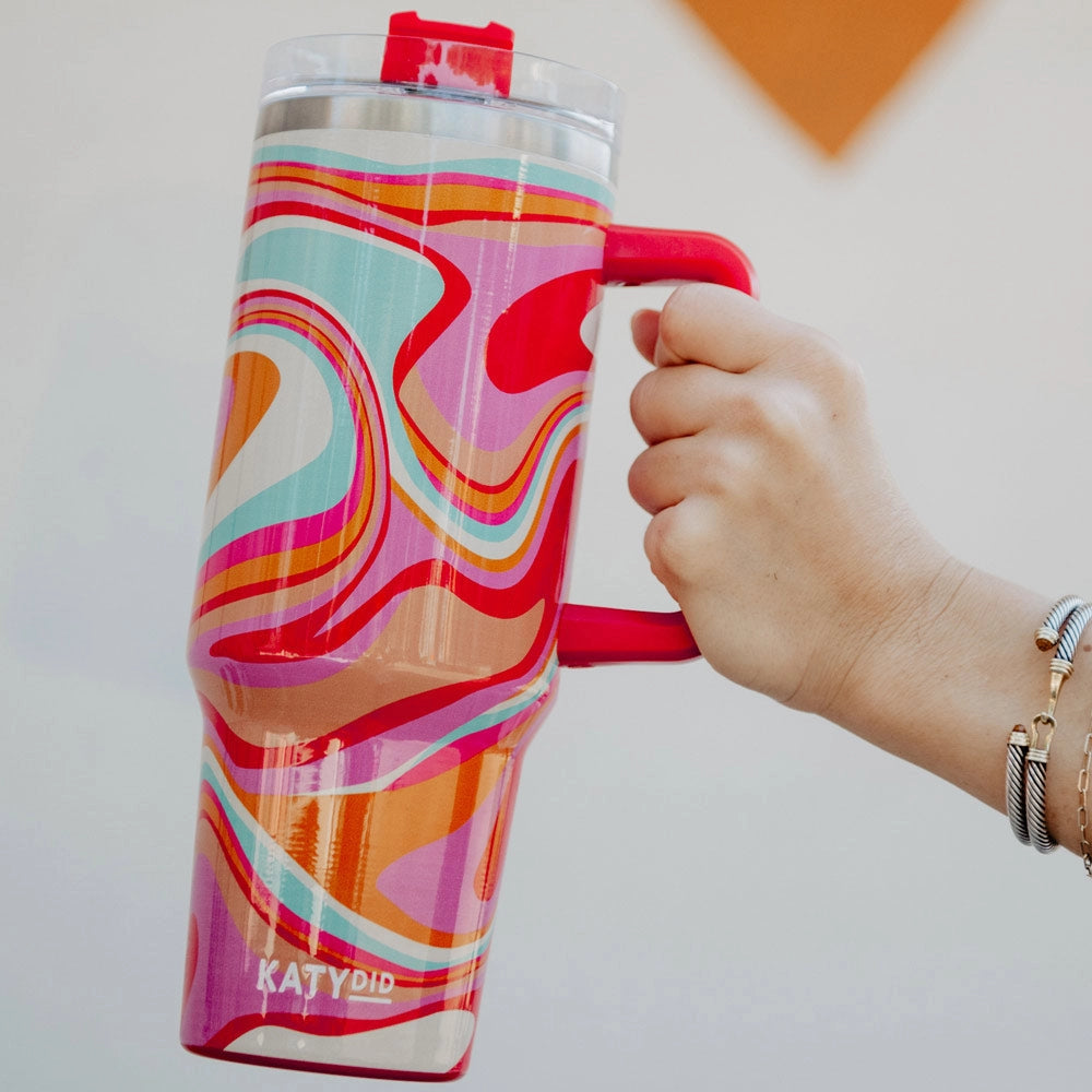 Groovy Swirls Tumbler With Handle