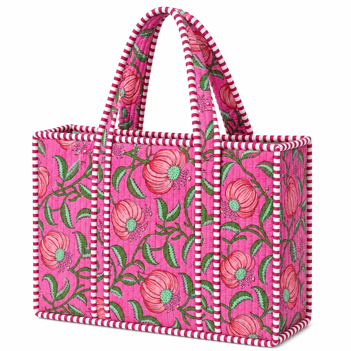 Pink Blossom Quilted Large Tote