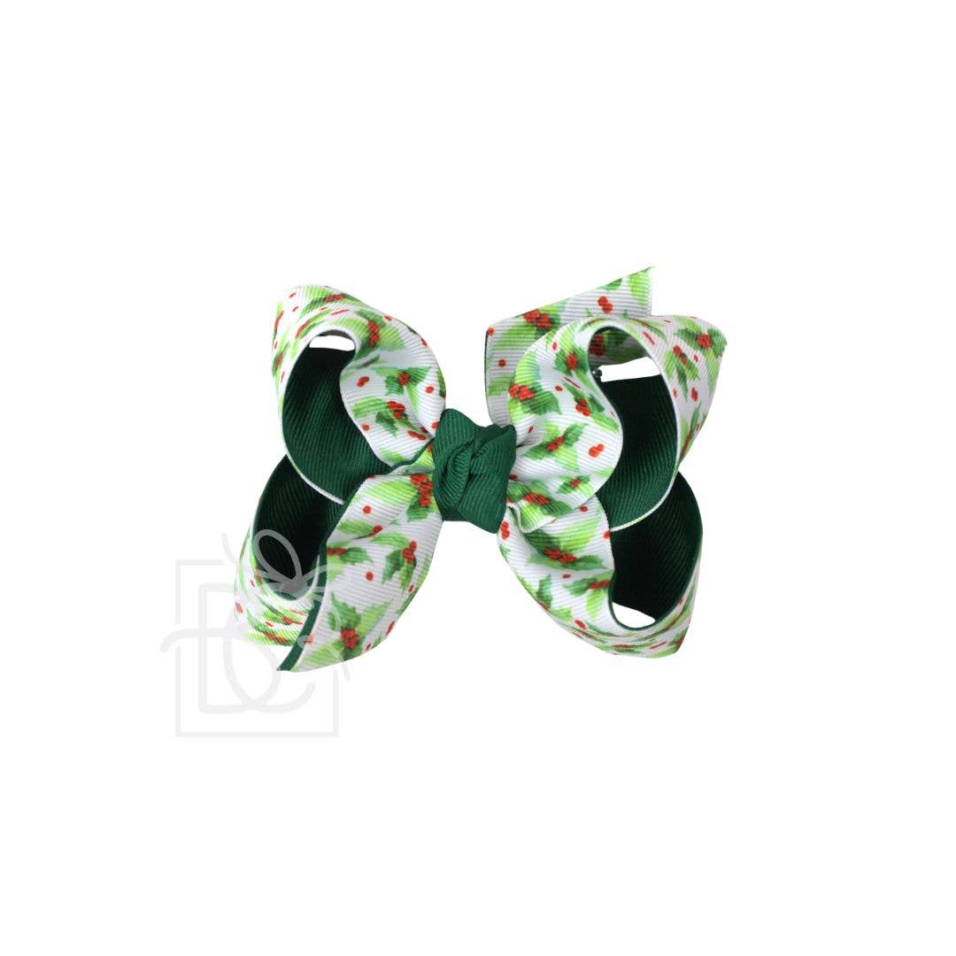 4.5" Layered Holly Print Hair Bow