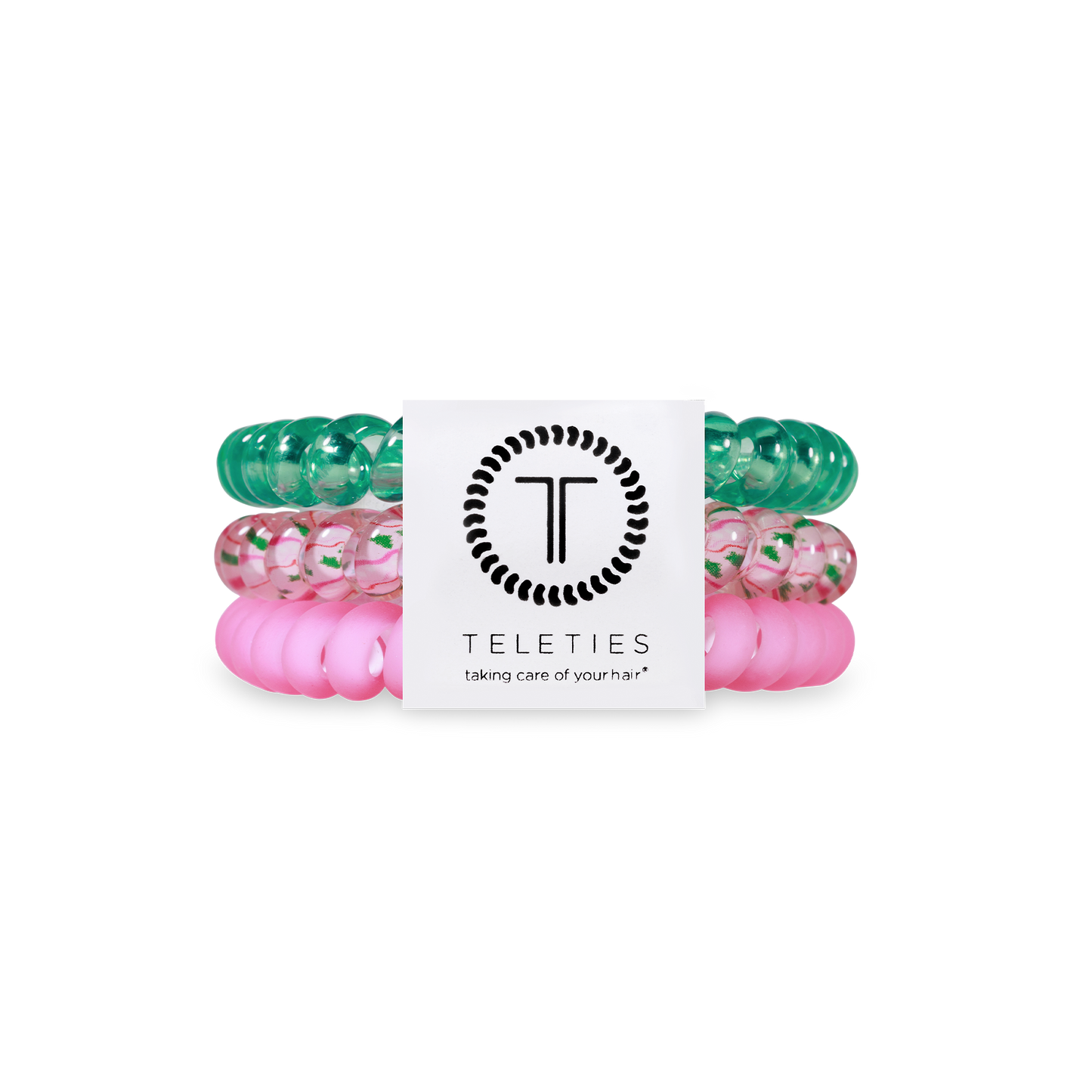 Teleties Spiral Hair Coils | Small | Merry Pinkmas Hair Ties