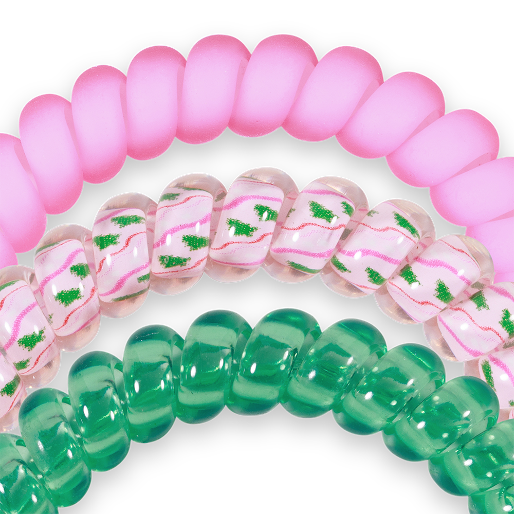 Teleties Spiral Hair Coils | Small | Merry Pinkmas Hair Ties