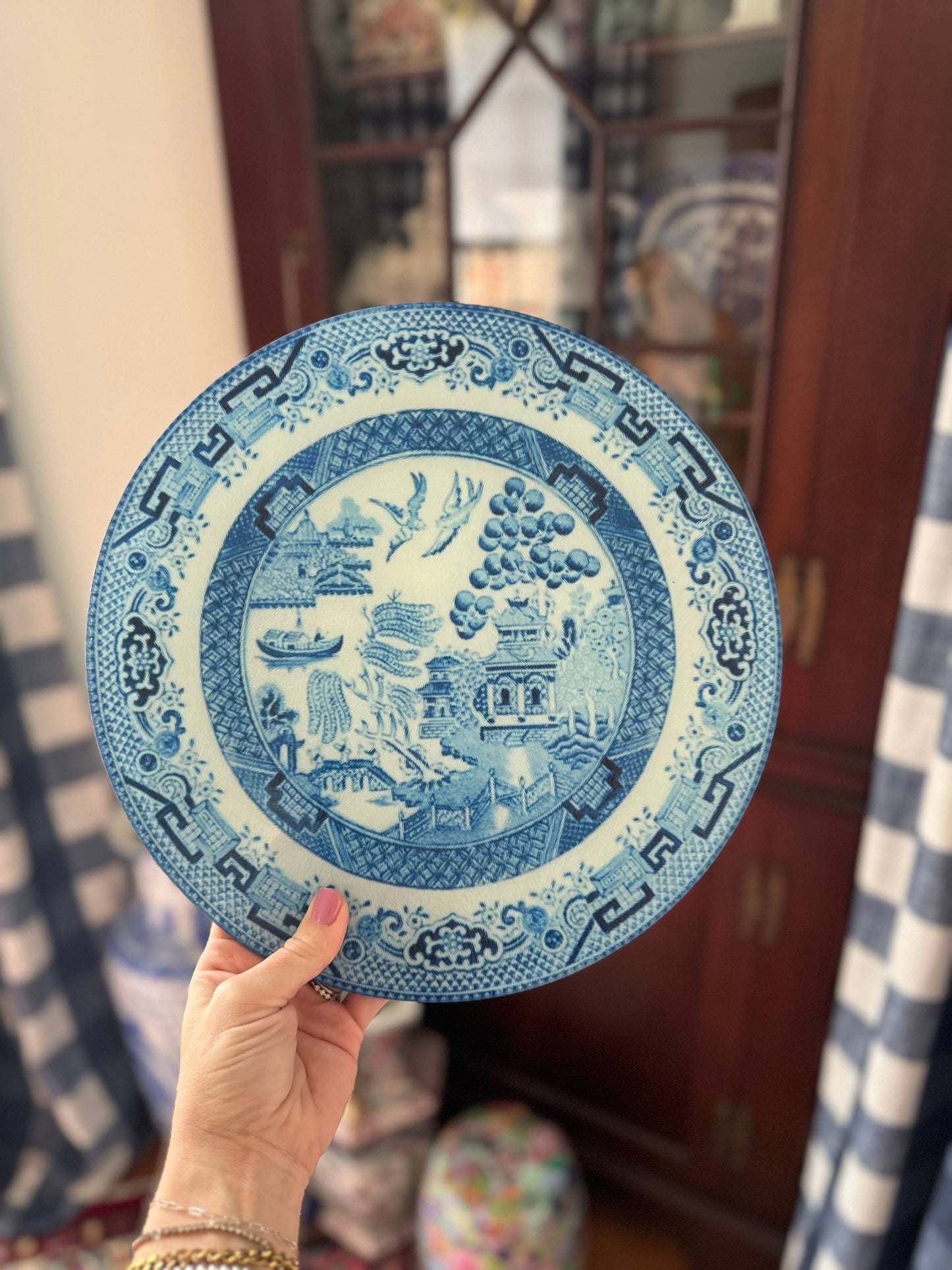 Blue Willow Inspired Grandmillennial China Plate Cutting Board