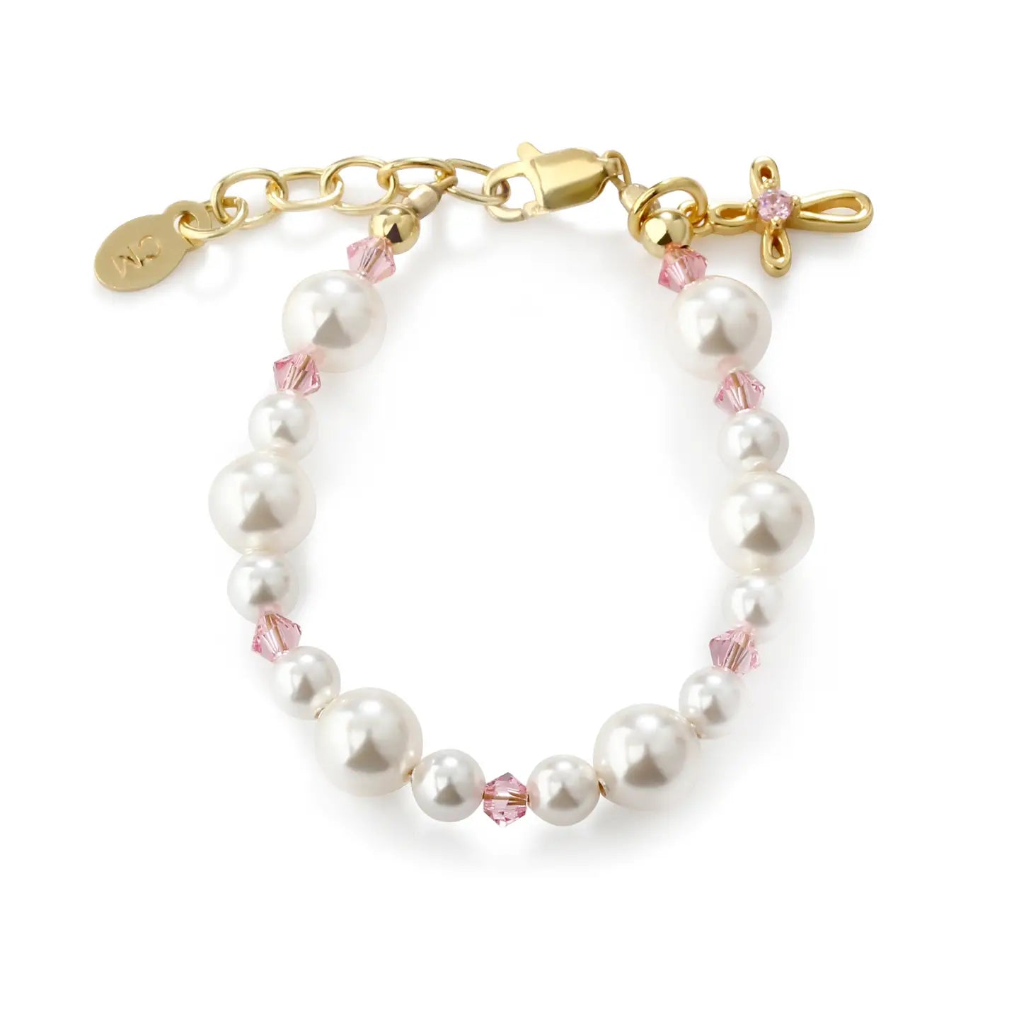 Madison 14K Gold & Pink Cross Baby Bracelet