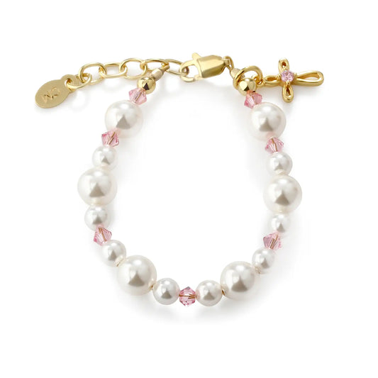 Madison 14K Gold & Pink Cross Baby Bracelet