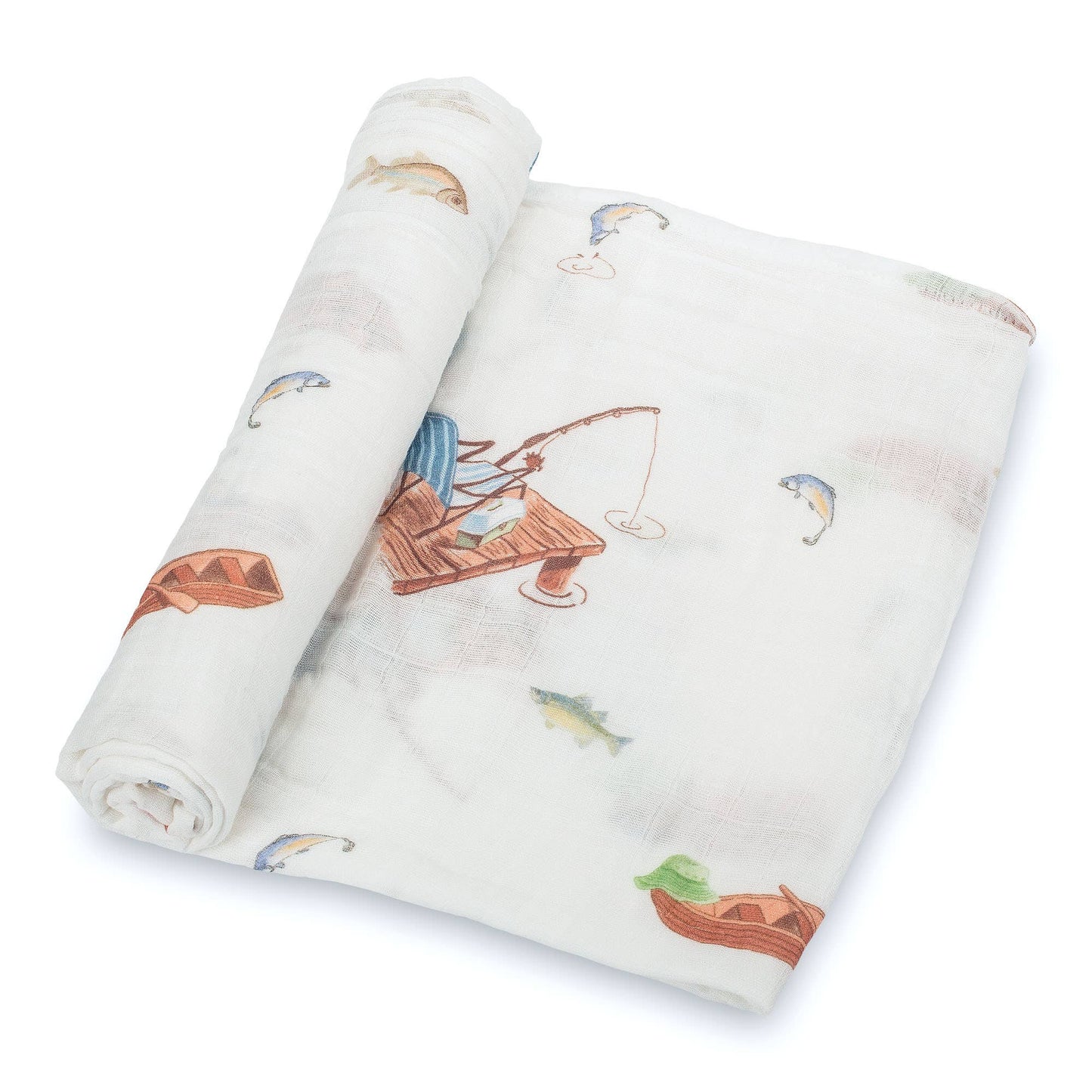 Gone Fishing Muslin Swaddle Blanket