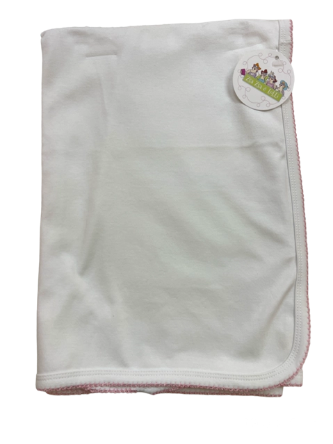 Pink Picot Trim Receiving Blanket