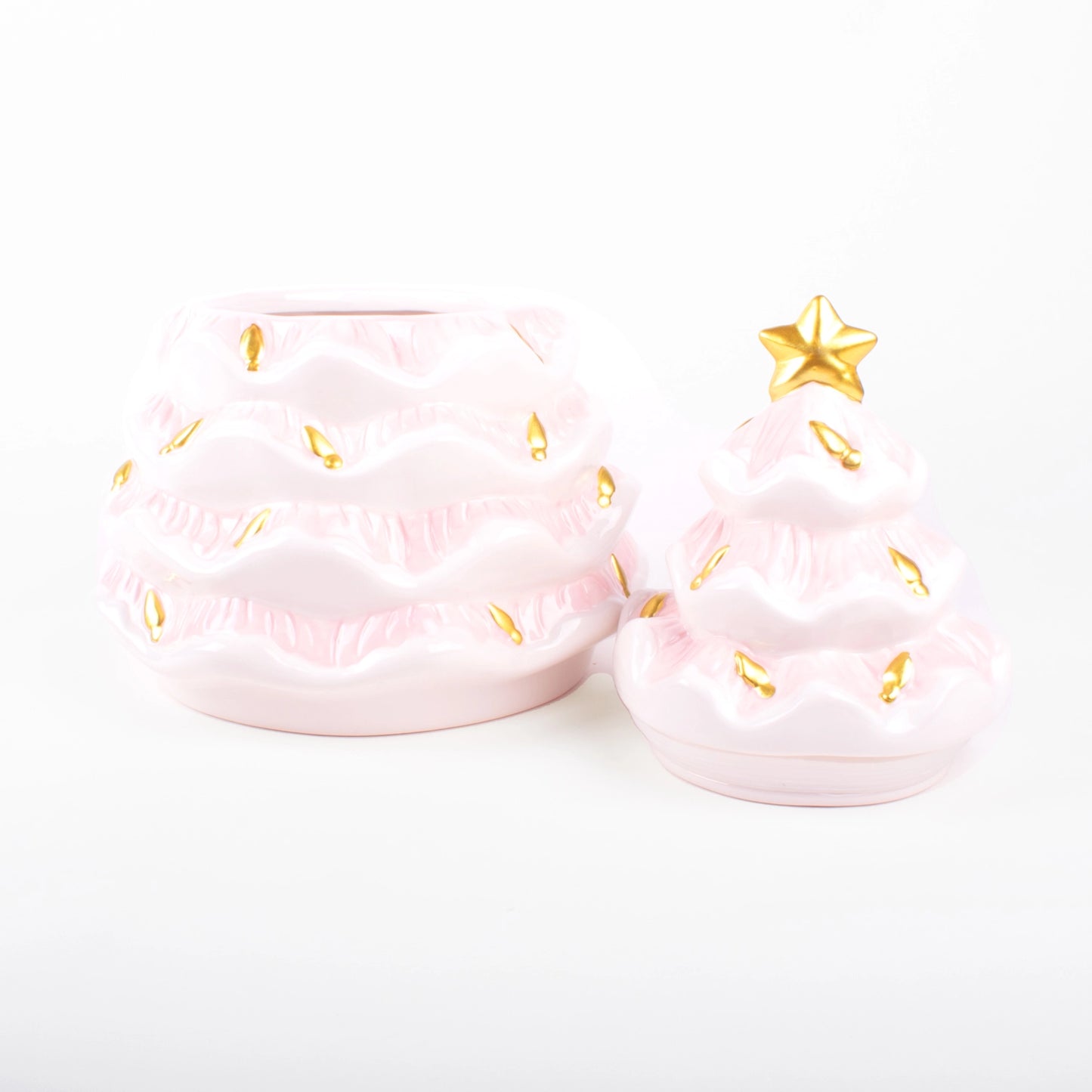 Pink Christmas Tree Cookie Jar