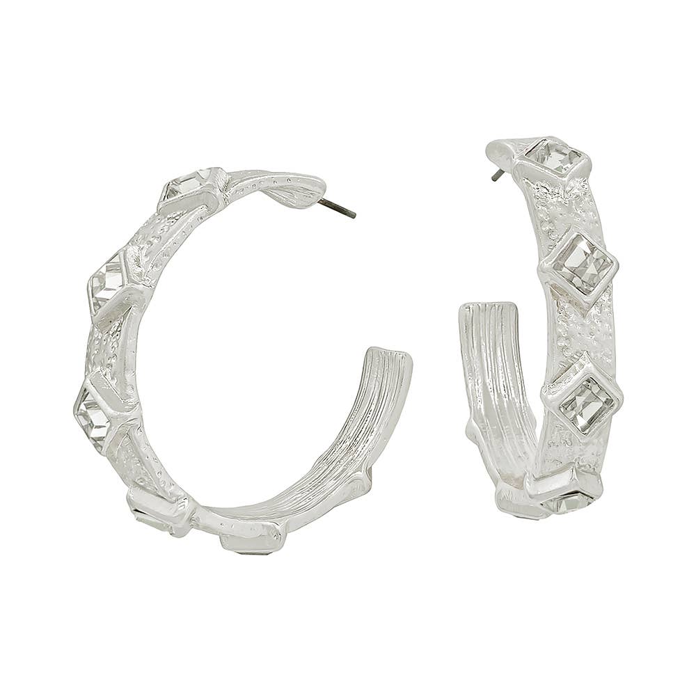 MB - Regan Clear/Silver Hoop Earrings 
