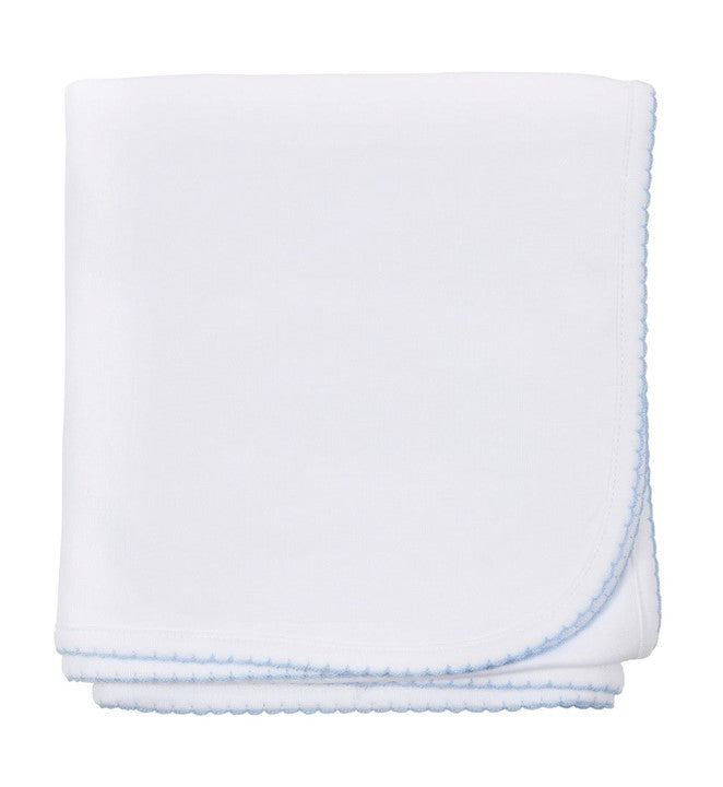 Blue Picot Trim Receiving Blanket