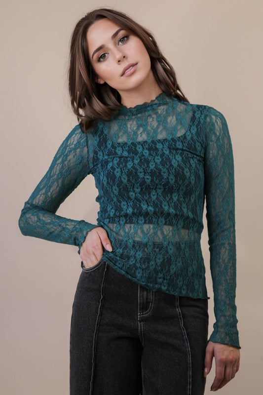 Naughty List Teal Sheer Layering Top