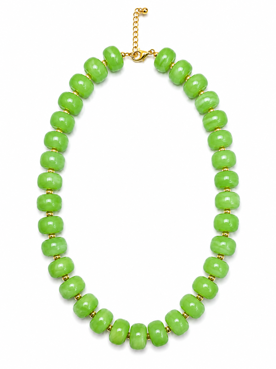Lime Green Luxe Marbled Beaded Candy Necklace