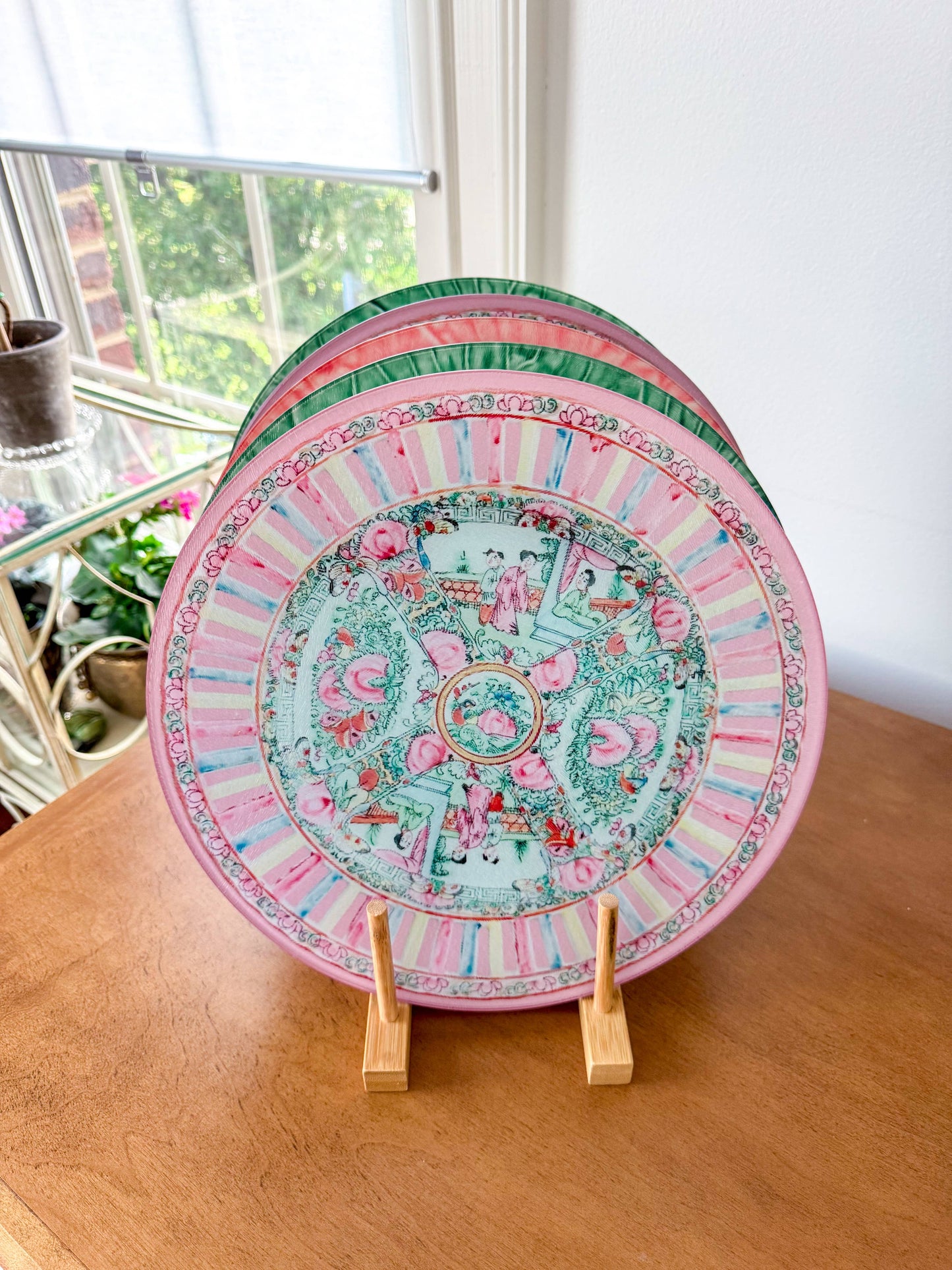 Reticulated Rose Medallion Grandmillennial China Plate Cutting Board