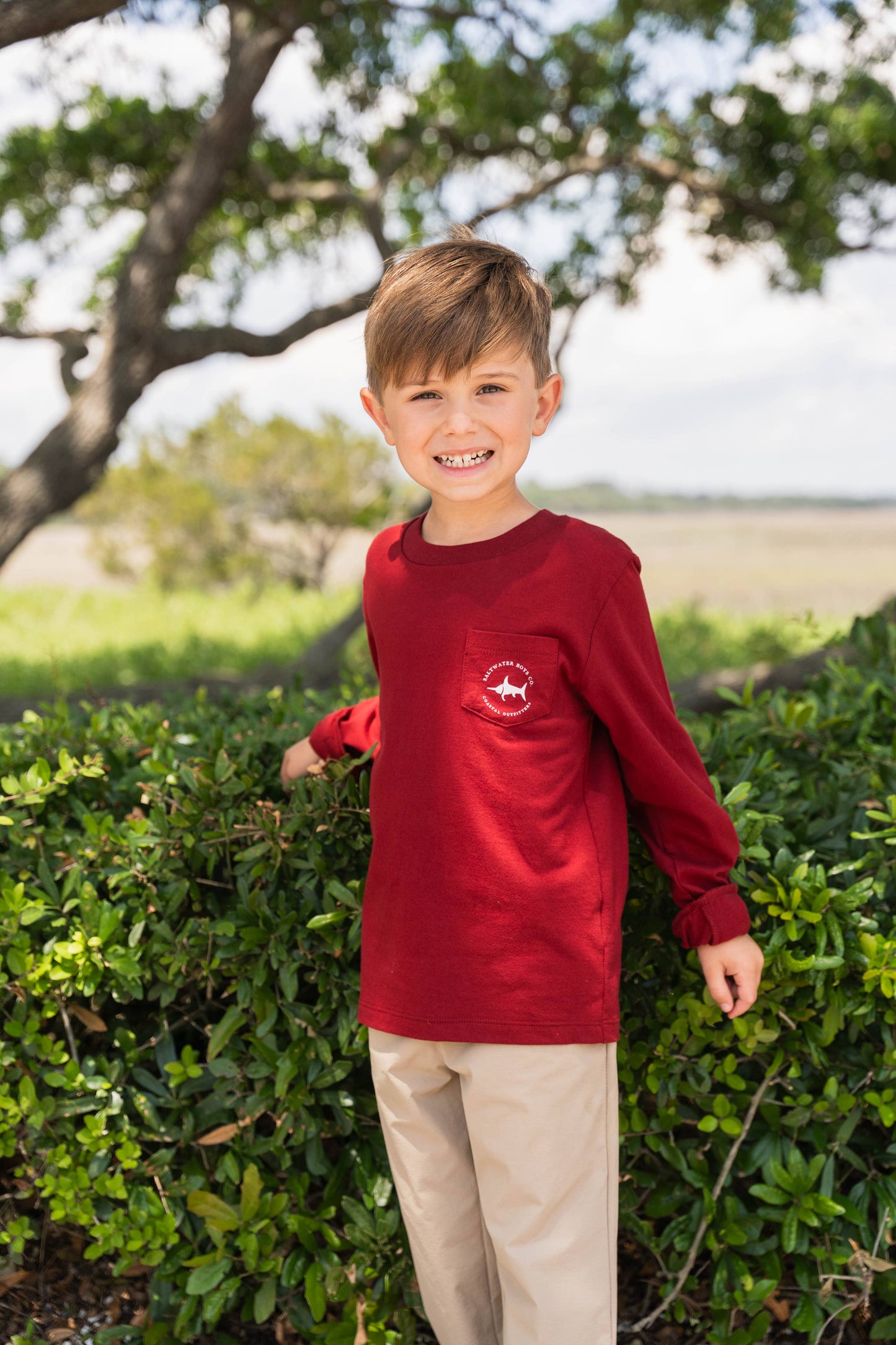 Deer Head Maroon Long Sleeve Graphic Tee