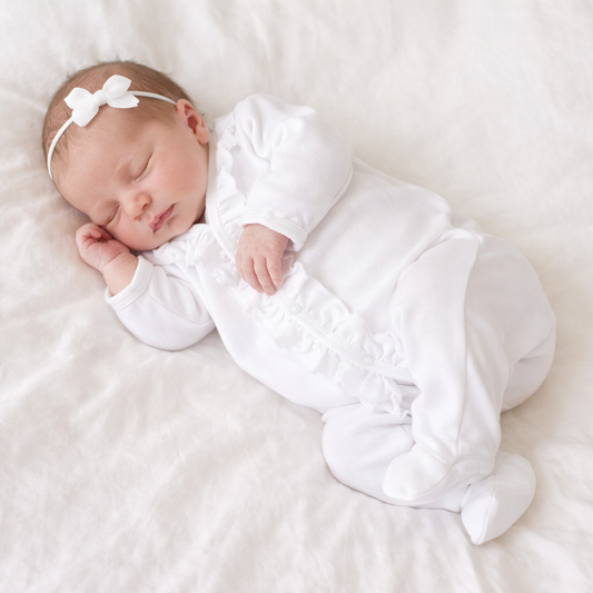 Essentials White Ruffle Footie